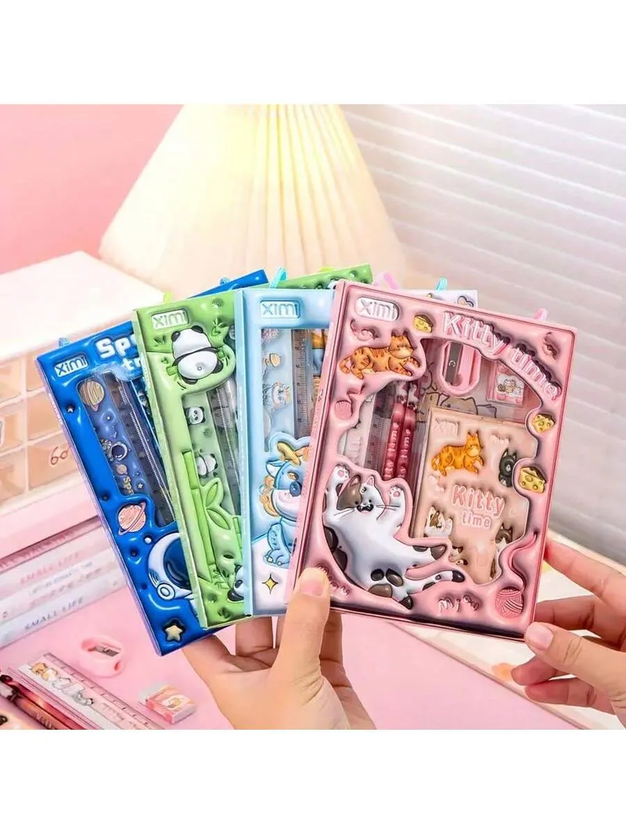 1 Sets,3D Animal Print Stationery Gift Box - Perfect For Students & Back To School - Heartwarming Holiday Rewards - Versatile Learning & Office Supplies For All Ages
