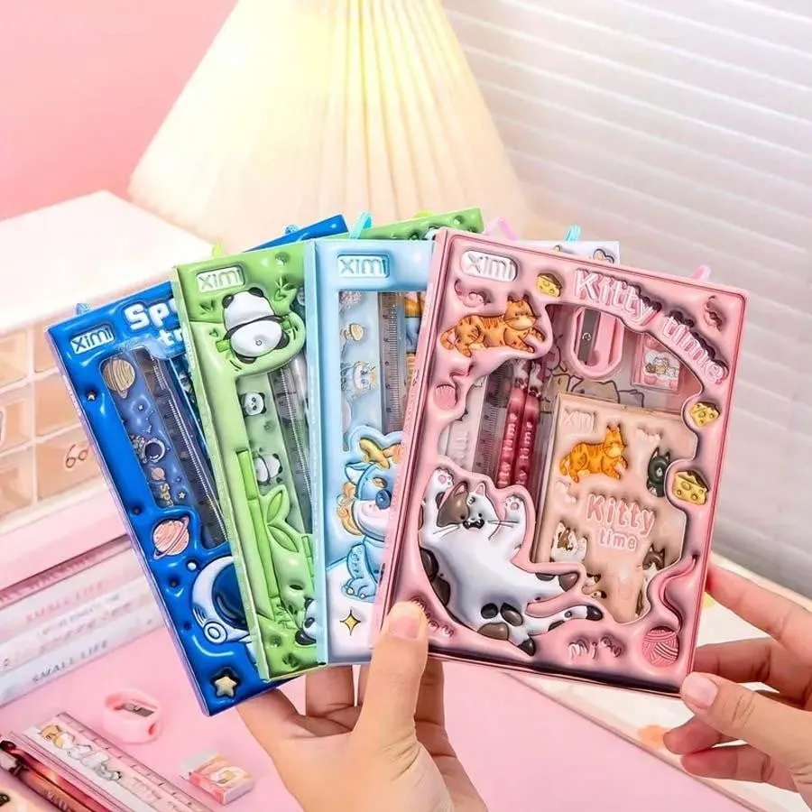 1 Sets,3D Animal Print Stationery Gift Box - Perfect For Students & Back To School - Heartwarming Holiday Rewards - Versatile Learning & Office Supplies For All Ages