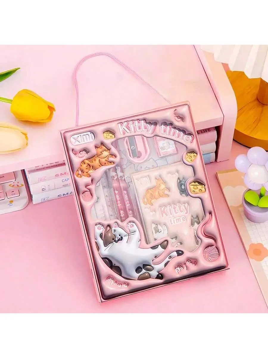 1 Sets,3D Animal Print Stationery Gift Box - Perfect For Students & Back To School - Heartwarming Holiday Rewards - Versatile Learning & Office Supplies For All Ages