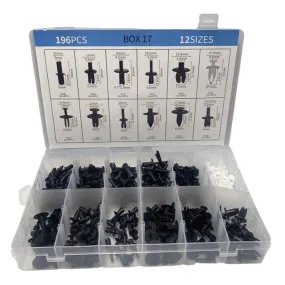 196Pcs 10 Types Plastic Fastener Clip Kit-27