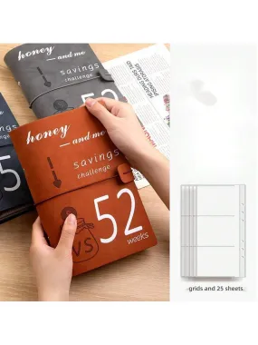 1pc 52 Weeks Challenge Binder, Couples Money Saving Budget Notebook