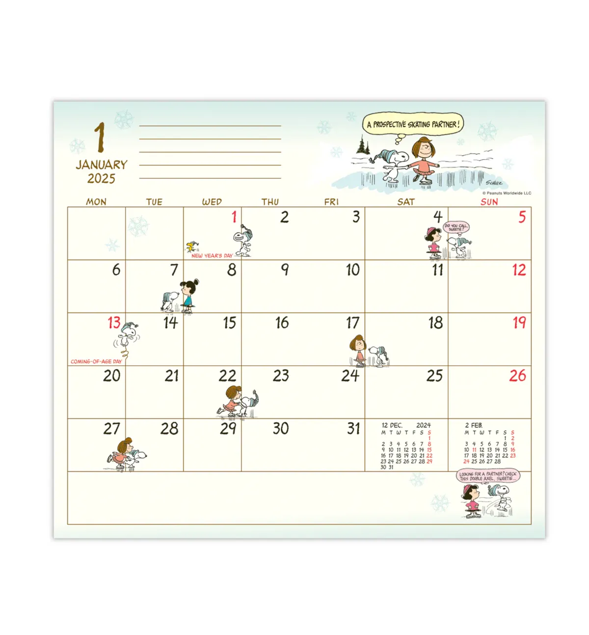 2025 Peanuts Snoopy Slim Monthly Planner [Snoopy Hugs Woodstock]