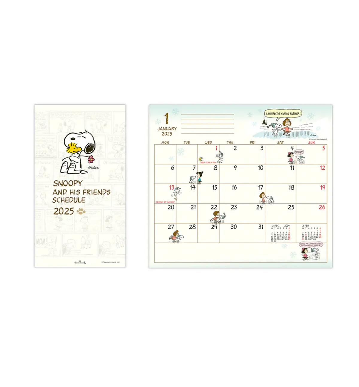 2025 Peanuts Snoopy Slim Monthly Planner [Snoopy Hugs Woodstock]