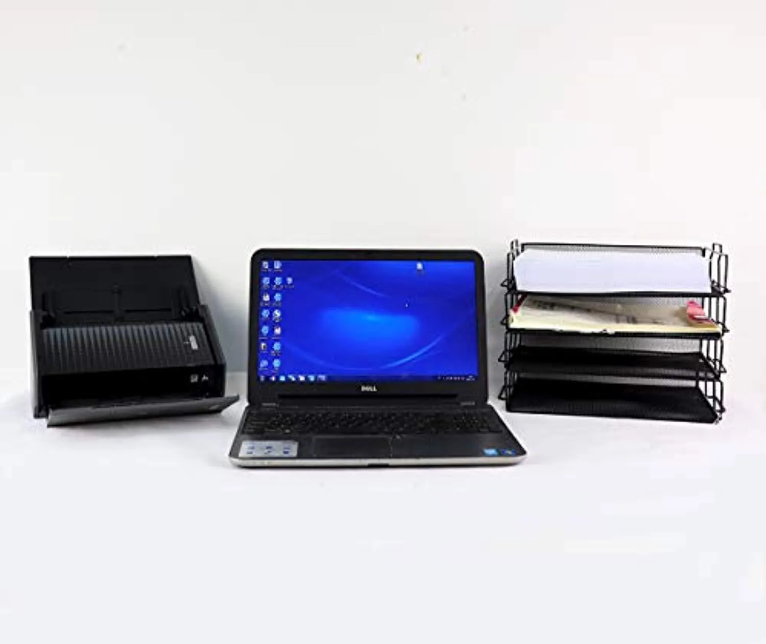 4 Tier Stackable Paper Tray - Metal Mesh Office File Organizer for Desk Printer Letter Teacher Paper Black Color by DeElf