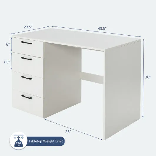 43.5 Inch Computer Desk with 4 Large Drawers-White