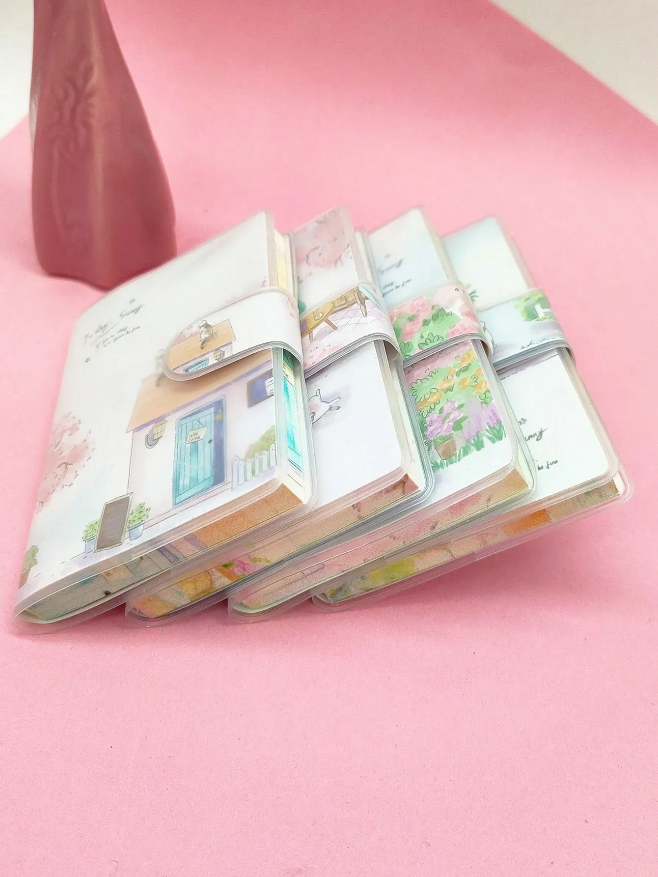 4pcs/Set A7 Portable Pocket Mini Notebooks With 70 Sheets, Creative Cartoon Cute Student Diary,  Closure Cover