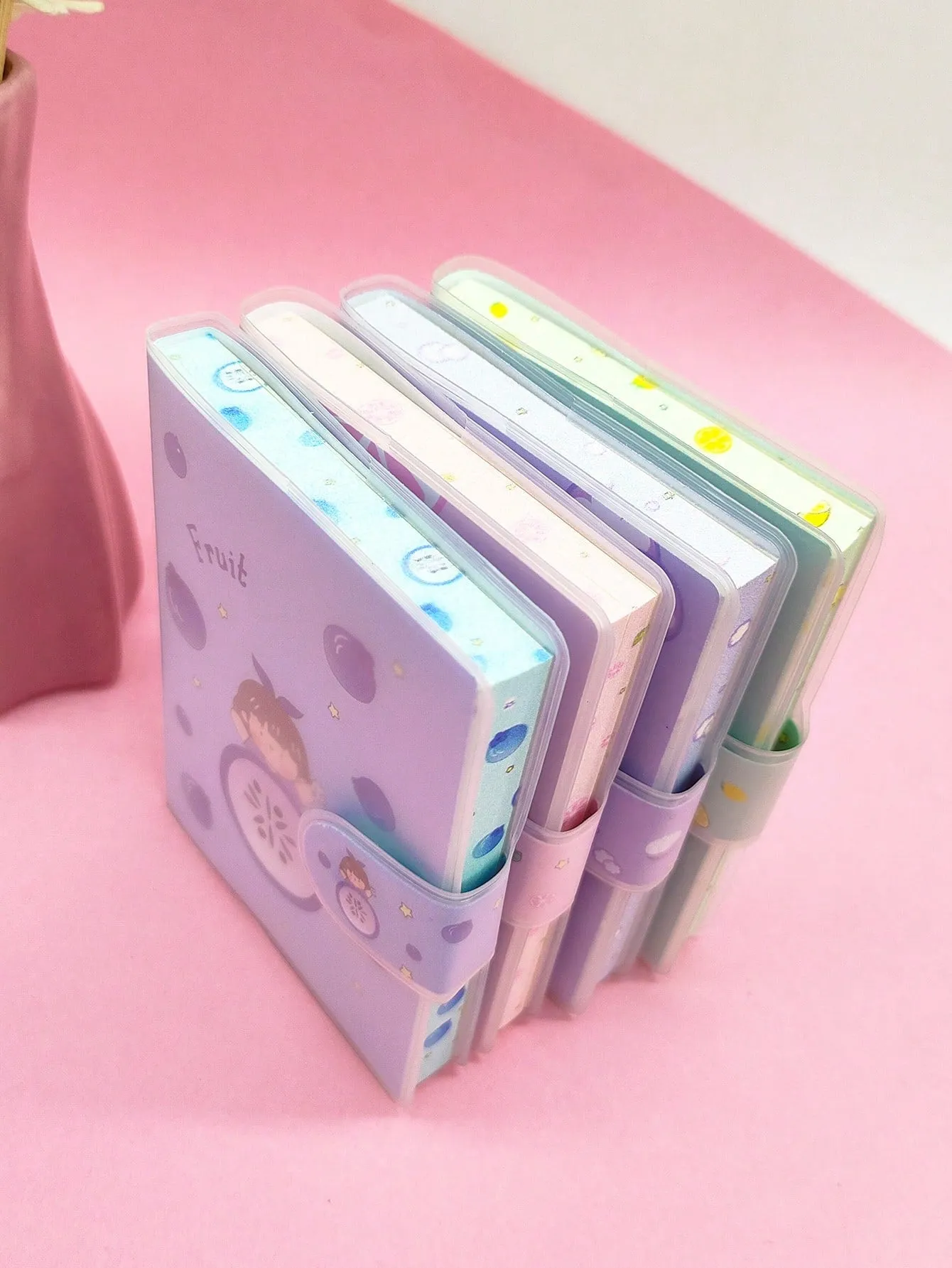 4pcs/Set A7 Portable Pocket Mini Notebooks With 70 Sheets, Creative Cartoon Cute Student Diary,  Closure Cover