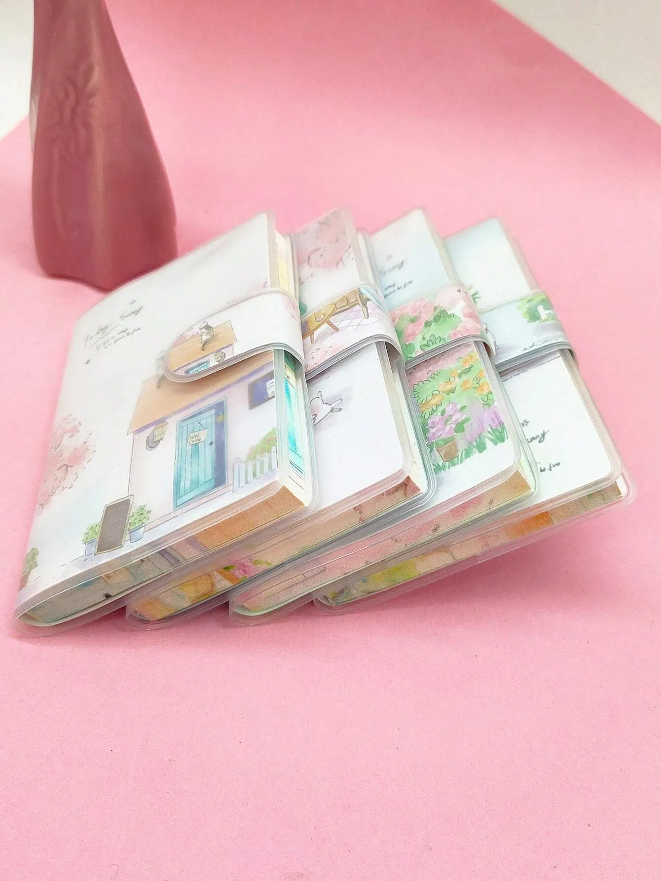 4pcs/Set A7 Portable Pocket Mini Notebooks With 70 Sheets, Creative Cartoon Cute Student Diary,  Closure Cover