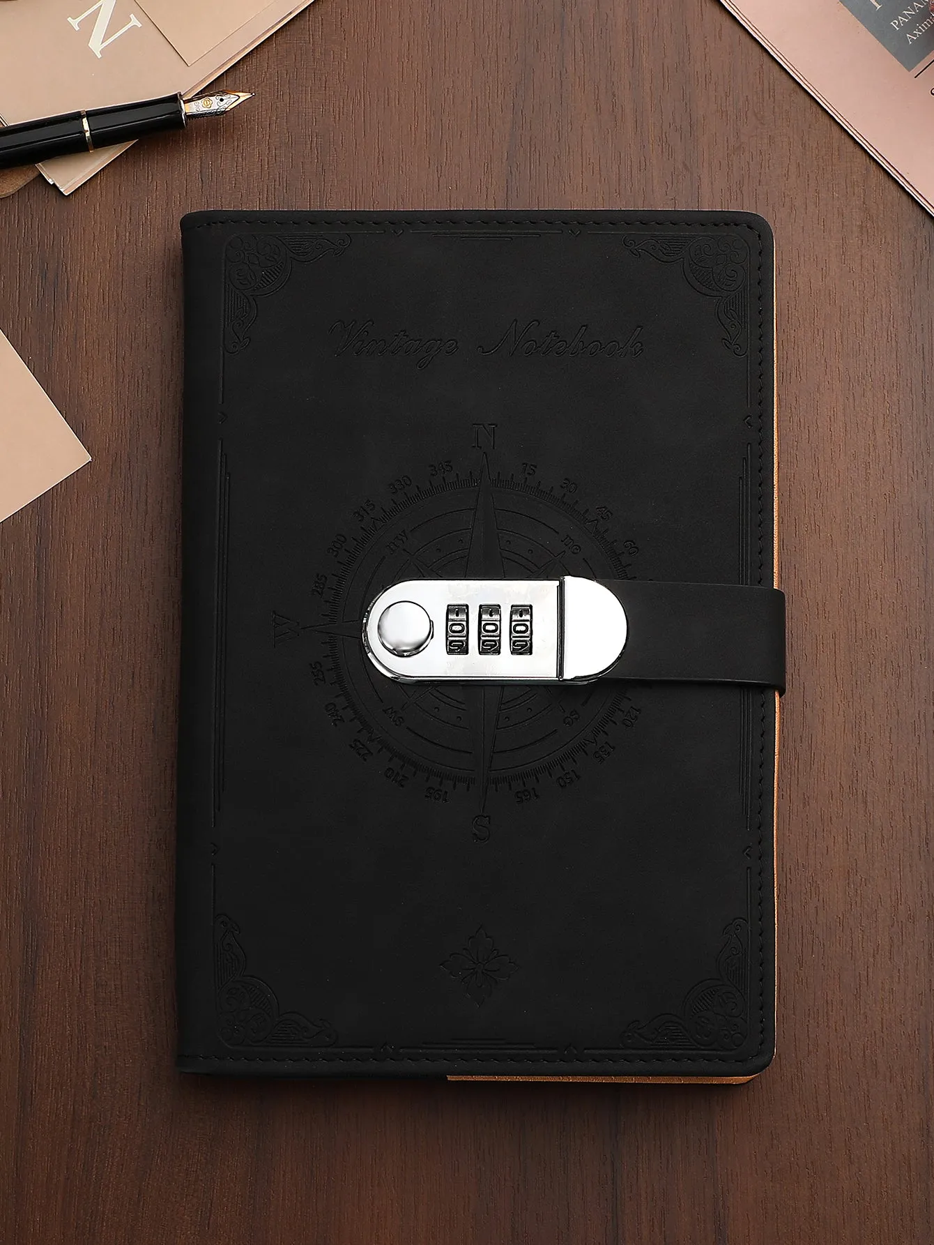 A5 200 Pages 2023 Notebook Retro Password Book With Lock Diary Binder Thickened Creative Hand Ledger Student Notepad Stationery