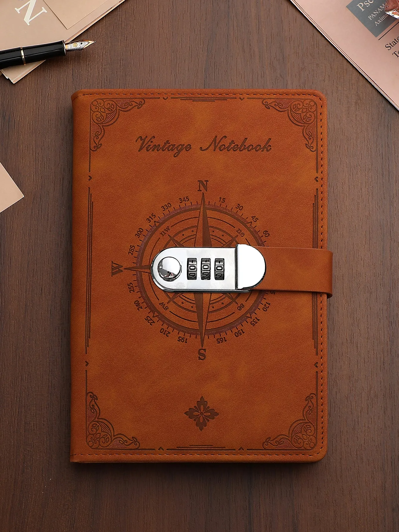 A5 200 Pages 2023 Notebook Retro Password Book With Lock Diary Binder Thickened Creative Hand Ledger Student Notepad Stationery