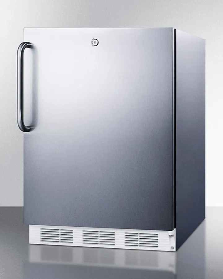 Accucold 24" Wide Built-In All-Refrigerator with Front Lock and Stainless Steel Exterior - FF7LWCSS