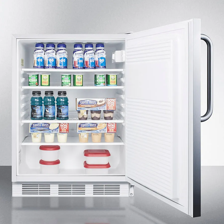 Accucold 24" Wide Built-In All-Refrigerator with Front Lock and Stainless Steel Exterior - FF7LWCSS