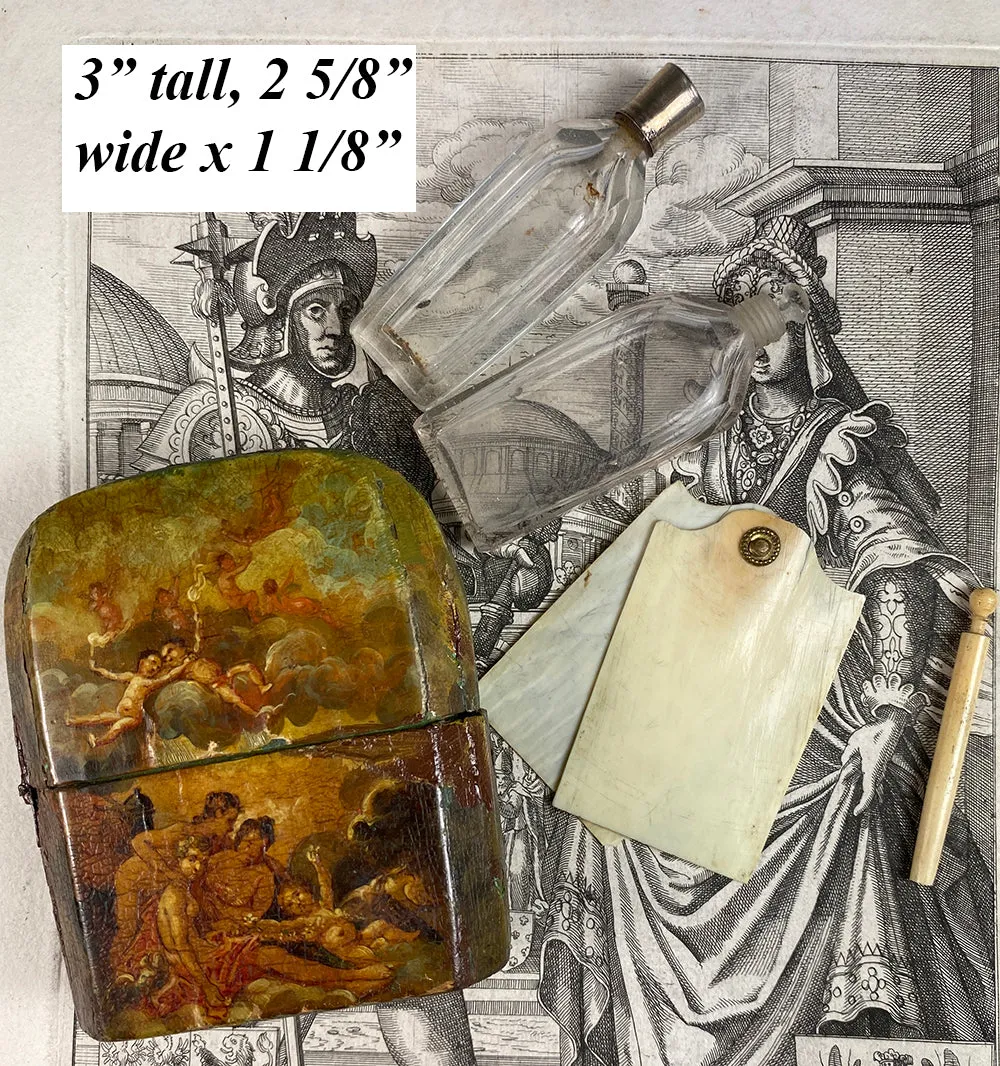 Antique 18th Century French Necessaire, Perfume or Scent Caddy, Vernis Martin Painting