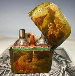 Antique 18th Century French Necessaire, Perfume or Scent Caddy, Vernis Martin Painting