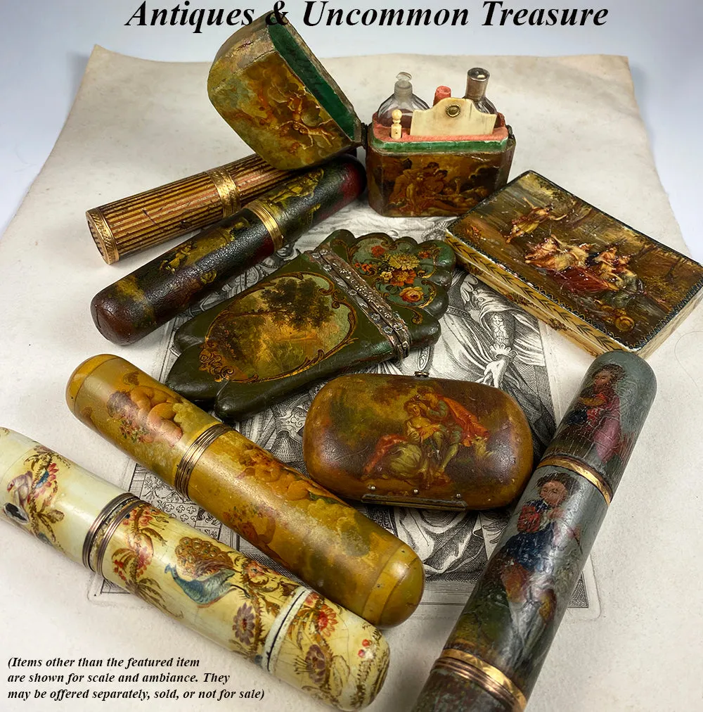 Antique 18th Century French Necessaire, Perfume or Scent Caddy, Vernis Martin Painting