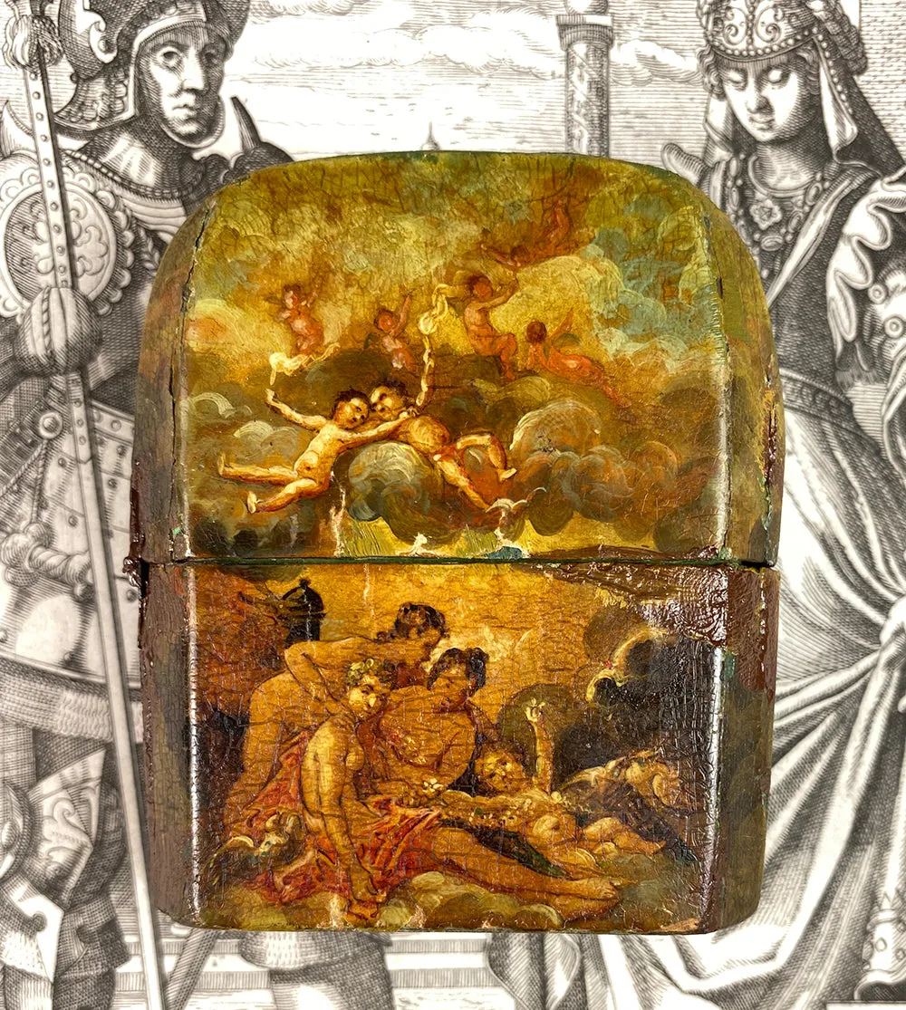 Antique 18th Century French Necessaire, Perfume or Scent Caddy, Vernis Martin Painting