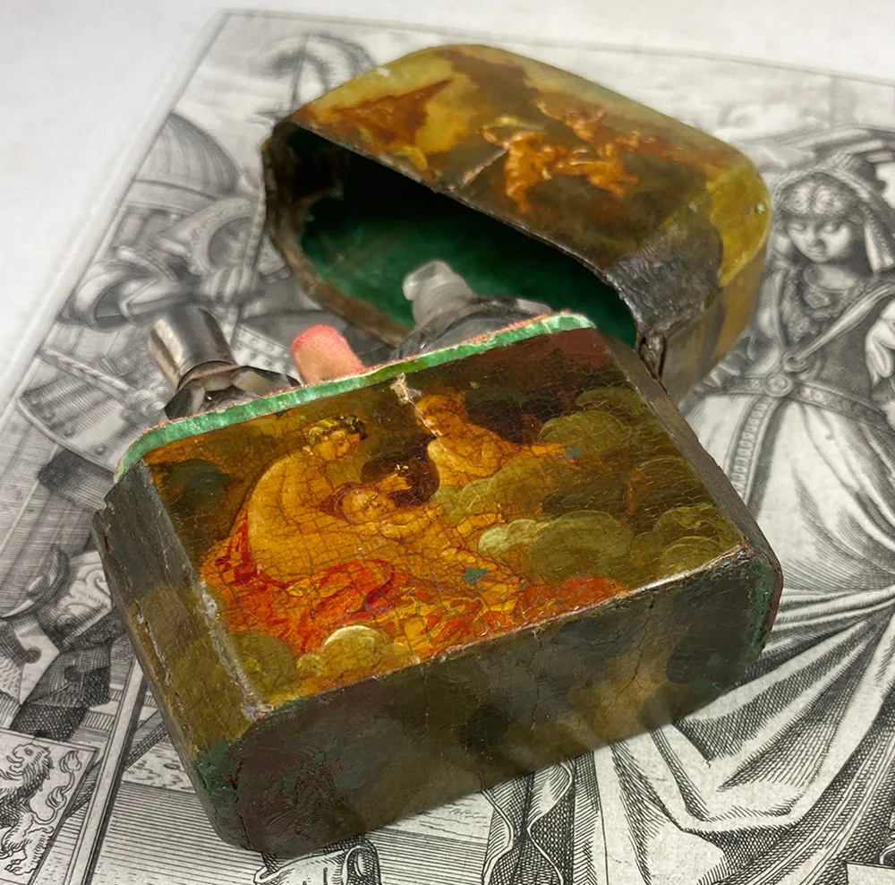 Antique 18th Century French Necessaire, Perfume or Scent Caddy, Vernis Martin Painting