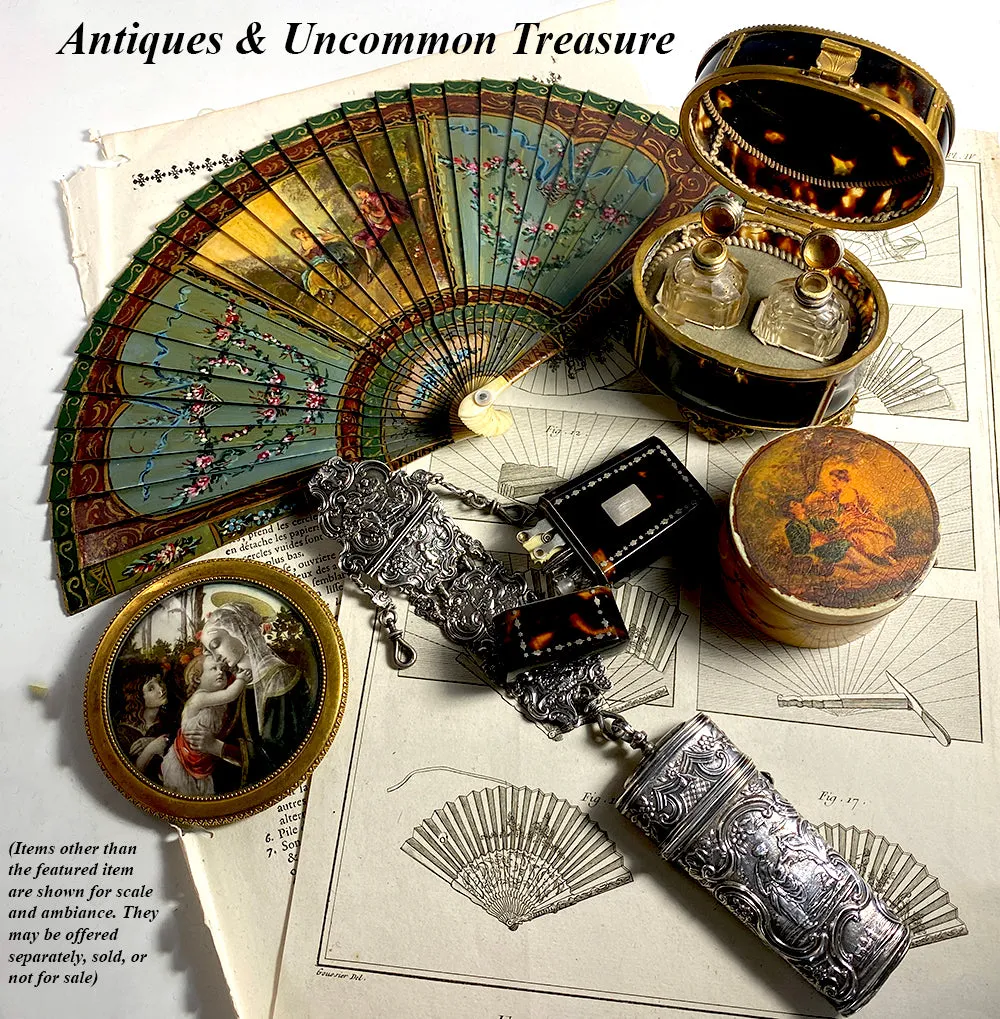 Antique c.1800 French Necessaire, Vanity Etui w Scent Perfume Bottle, Etc.