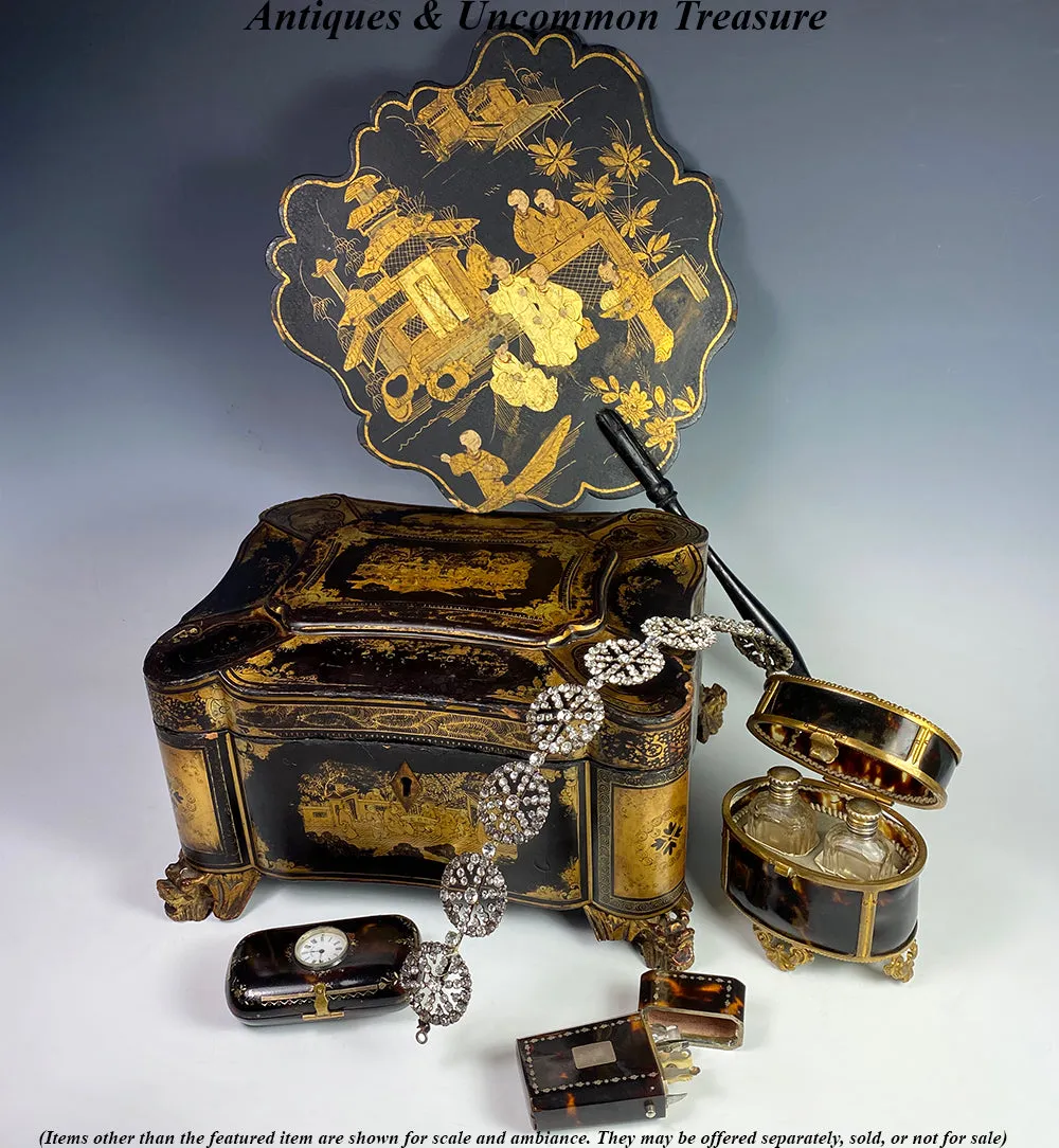 Antique c.1800 French Necessaire, Vanity Etui w Scent Perfume Bottle, Etc.