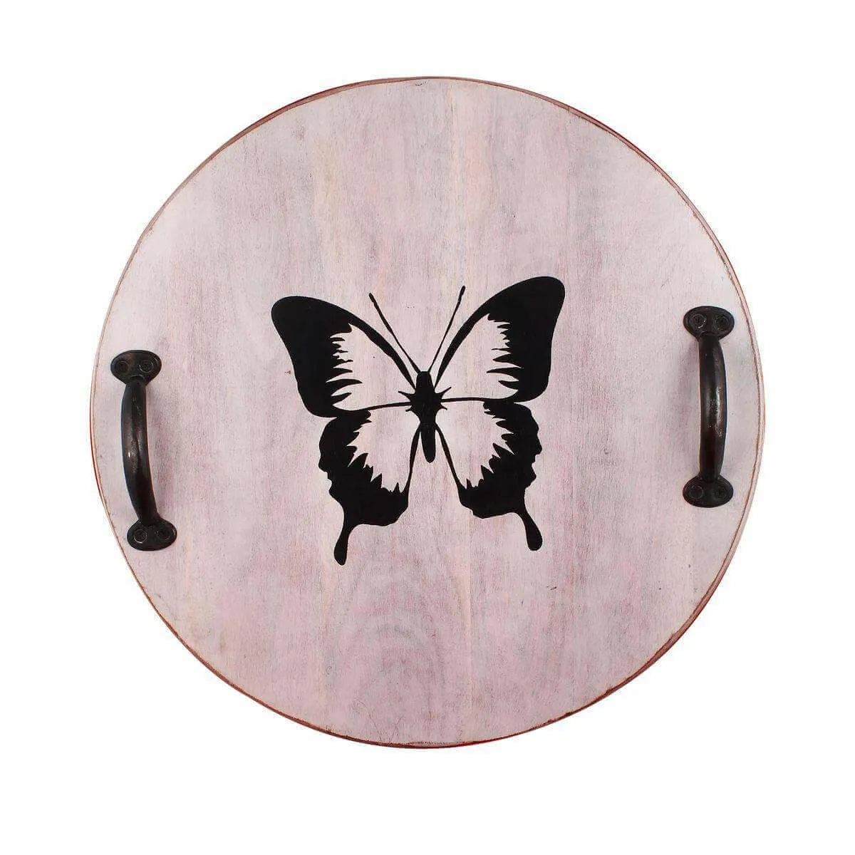 Antique Look Butterfly Print Wooden Tray