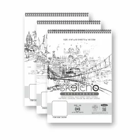 Anupam Sketcho Sketch Book A6 Acid Free Natural Shade 140 Gsm Paper Wiro-Bound Sketchpad for Artists Students (50 Sheets, Set of 3), Acrylic