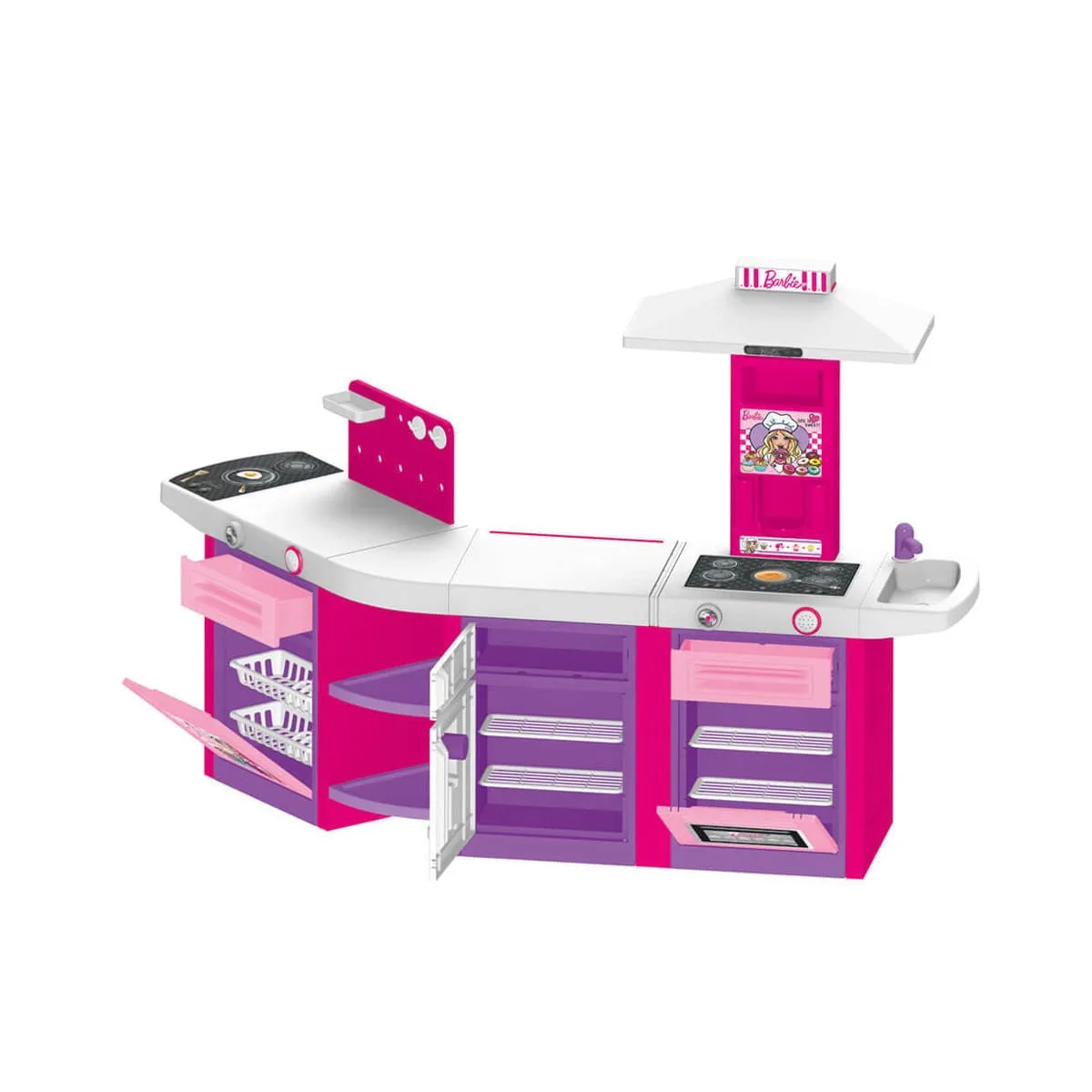 Barbie Kitchen Set: The Barbie Kitchen Playset is larger than life and includes multiple modular components that all fit together to create your dream Barbie kitchen - 1614