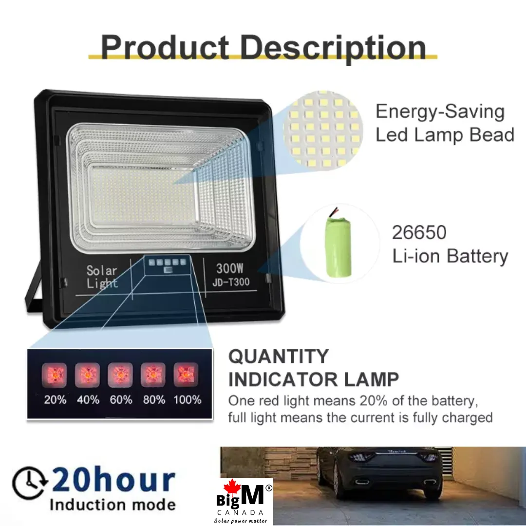 BigM Solar Bright Flood Lights – 100W, 200W & 300W for Constant Lighting