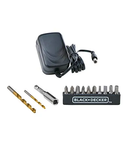 Black & Decker 12V 1.5Ah 900 RPM Cordless Drill Driver with 13 Pieces Bits in Kitbox For Drilling and Fastening, Orange/Black, LD12SP-B5, 2 Years Warranty