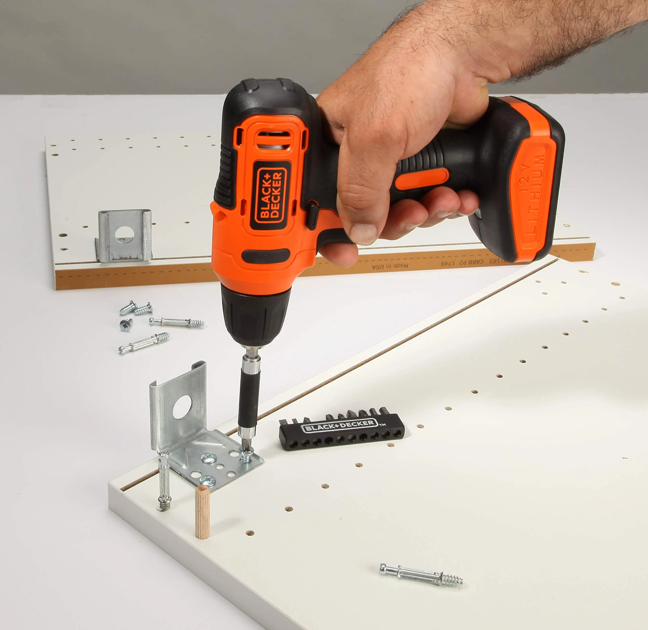 Black & Decker 12V 1.5Ah 900 RPM Cordless Drill Driver with 13 Pieces Bits in Kitbox For Drilling and Fastening, Orange/Black, LD12SP-B5, 2 Years Warranty