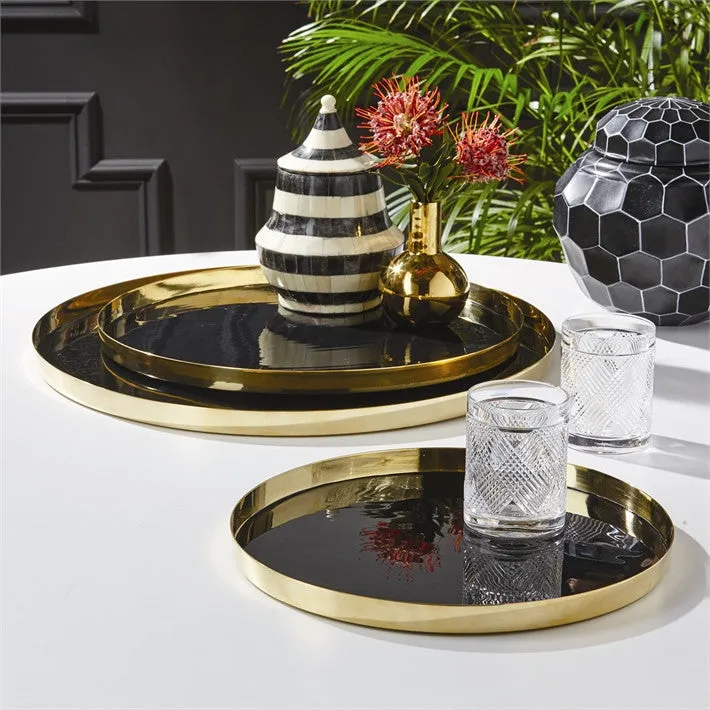 BLACK ROUND TRAY - SMALL