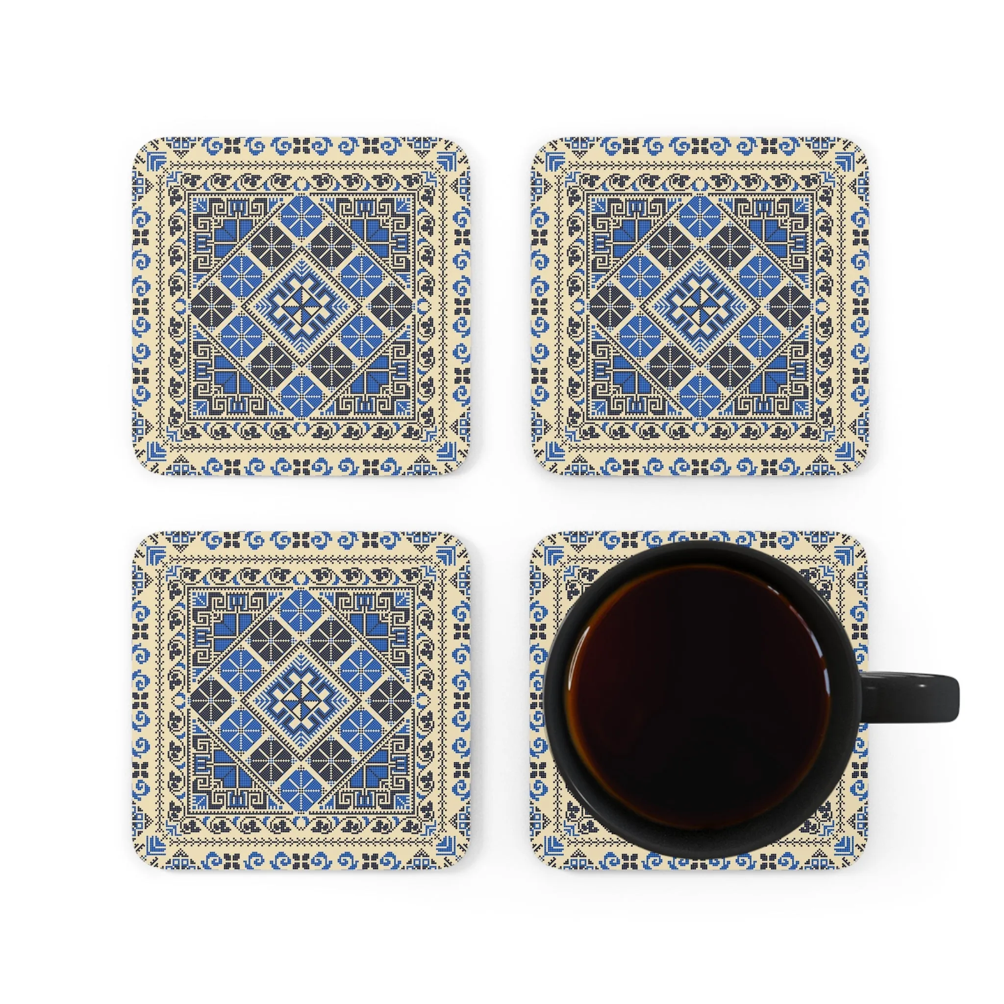 Blue Thread Coaster Set