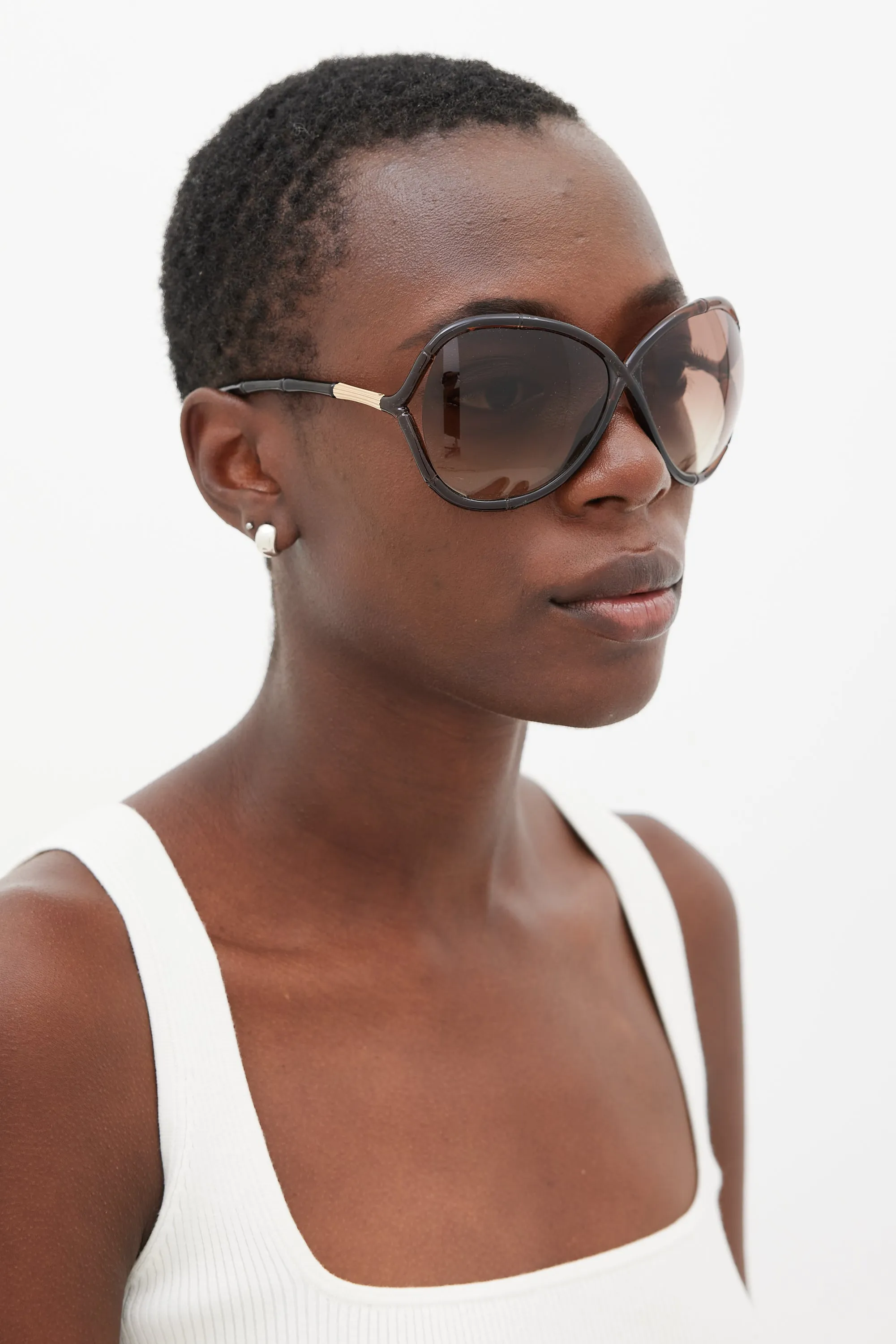 Brown & Gold Simone Bamboo Circular Sunglasses