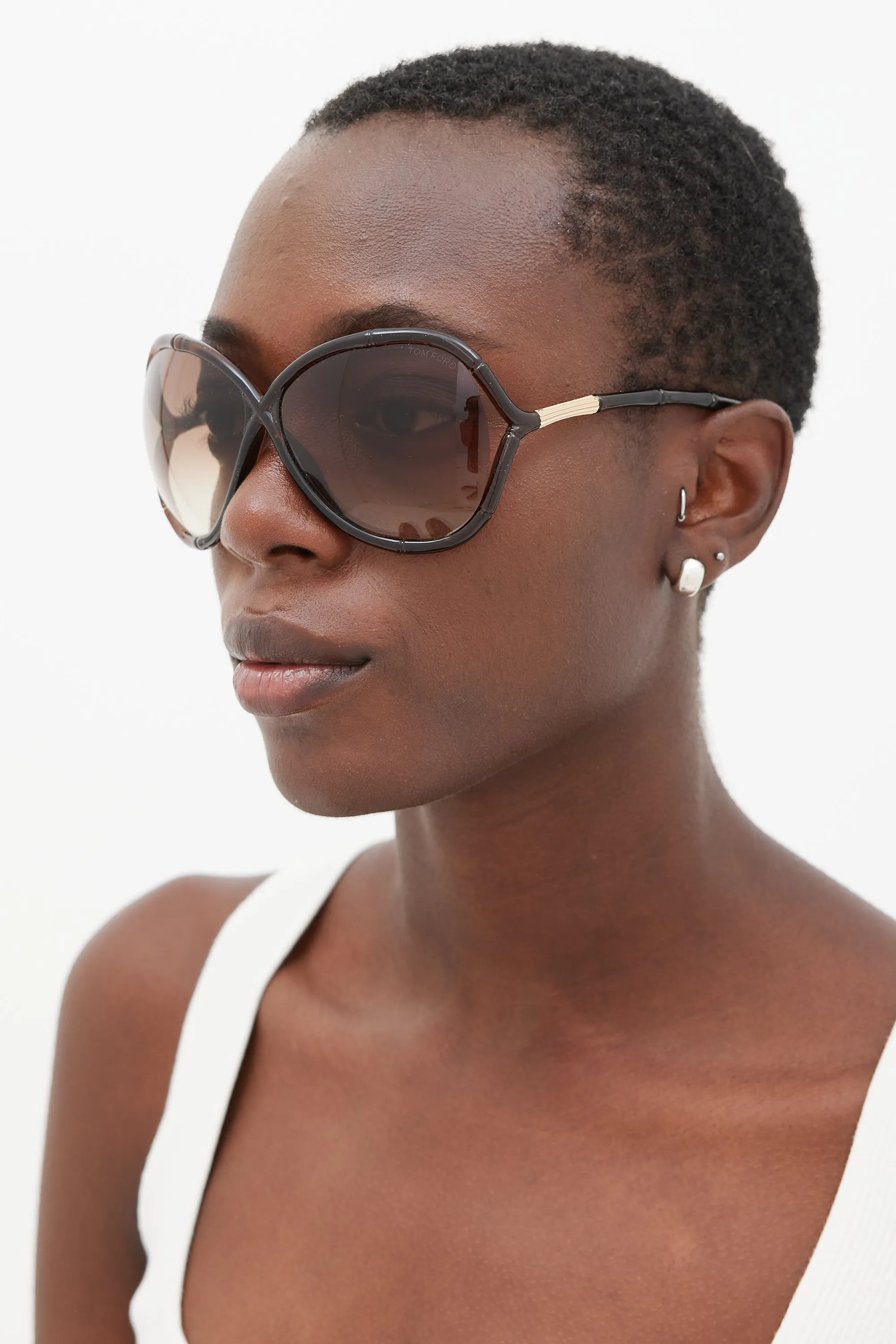 Brown & Gold Simone Bamboo Circular Sunglasses