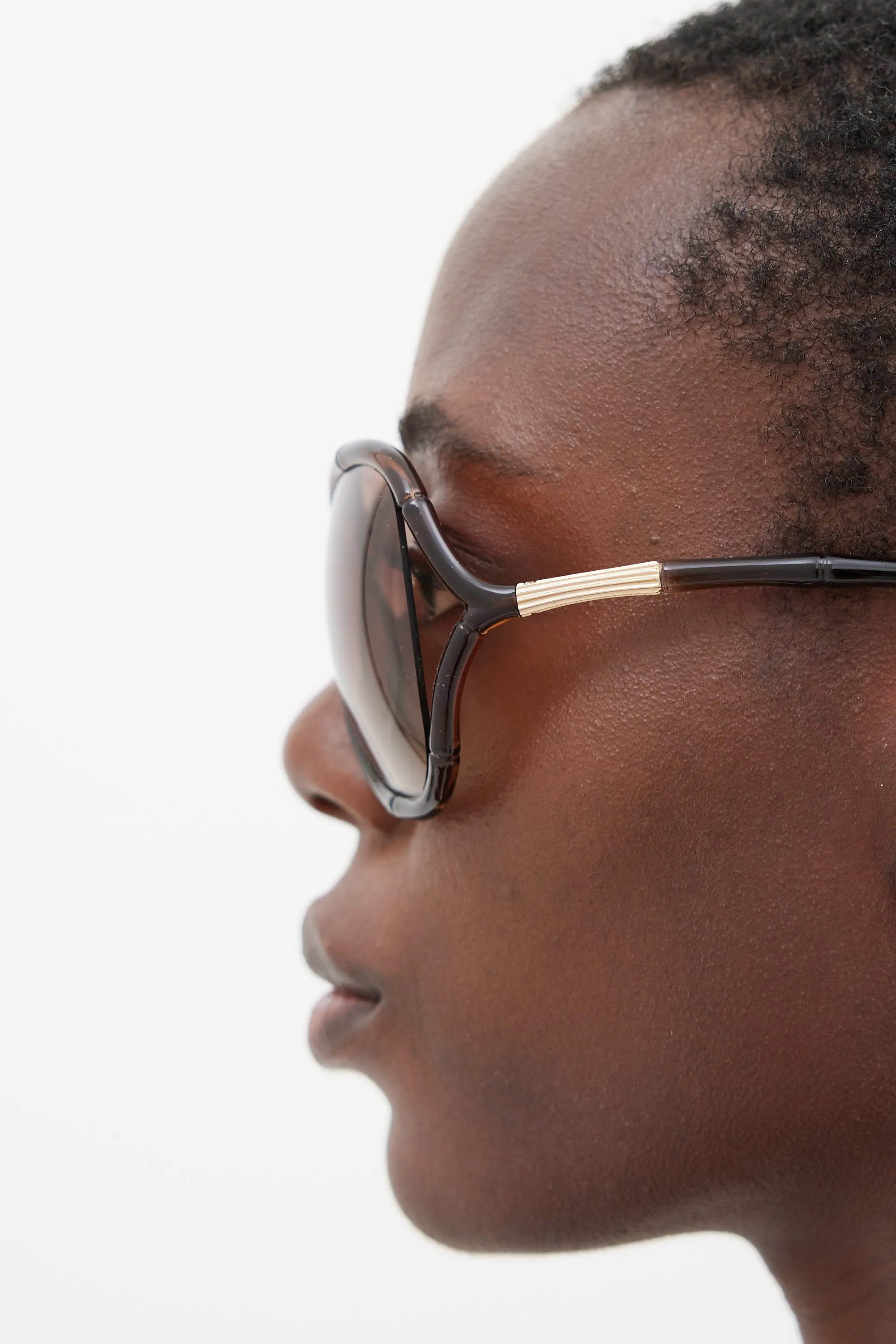 Brown & Gold Simone Bamboo Circular Sunglasses