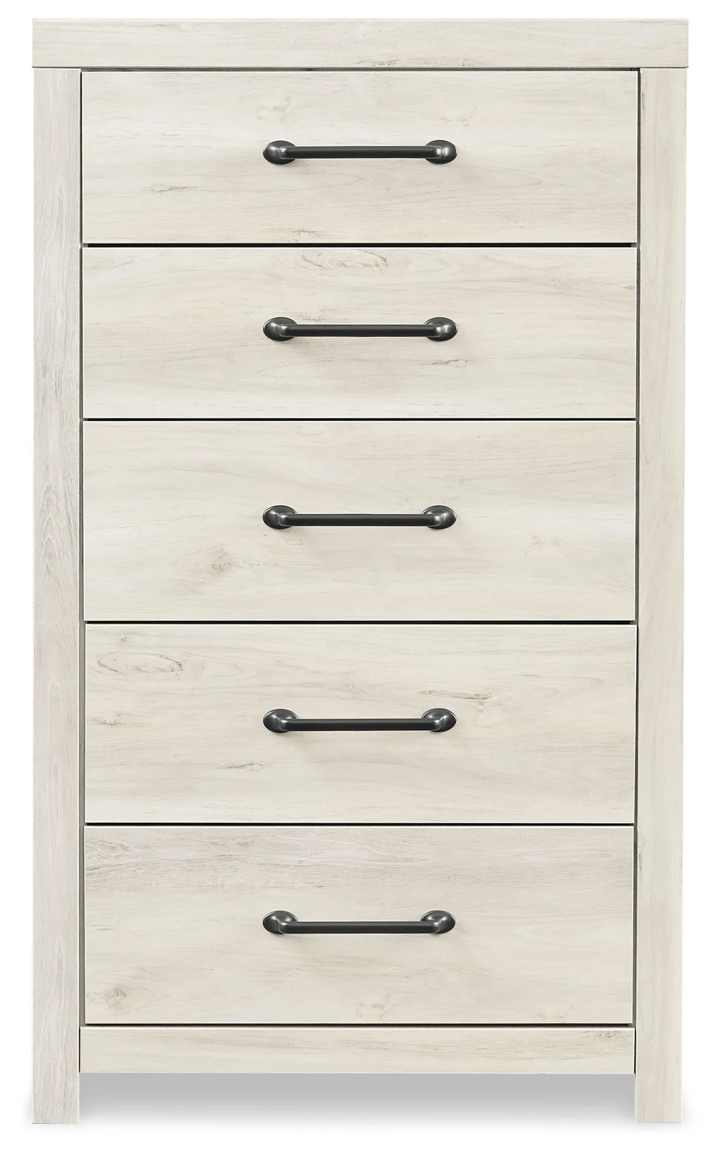 Cambeck King Panel Bed with 2 Storage Drawers with Mirrored Dresser, Chest and 2 Nightstands in Whitewash