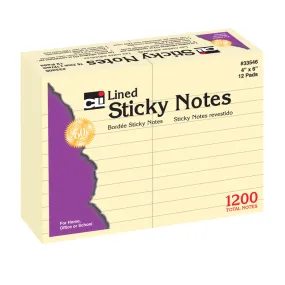 Charles Leonard Lined Sticky Notes, 4" x 6", 12 Pads (CHL 33546)