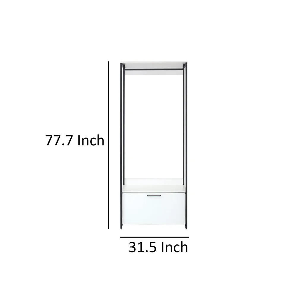 Cox Modular Closet System, 1 Storage Drawer, Hanging Rod, Black Metal Frame By Casagear Home