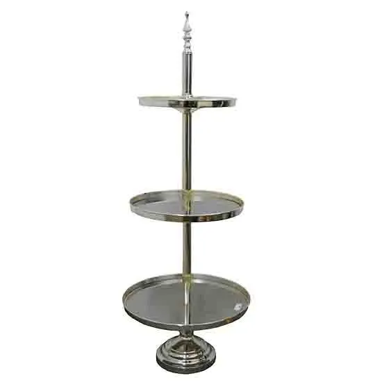 Deluxe Metallic Silver Cup Cake Stand 3 Tier