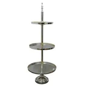 Deluxe Metallic Silver Cup Cake Stand 3 Tier