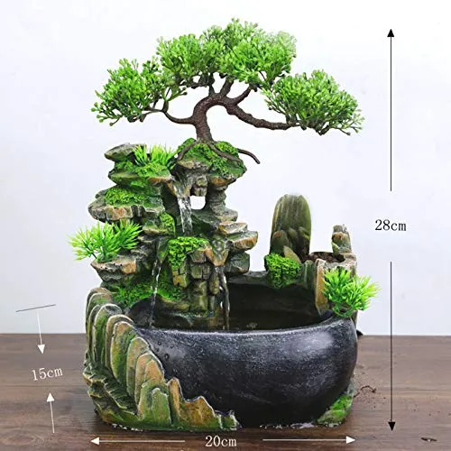 Desk Fountain Rockery Water Fountains with Light Home Decor Gifts No Spray