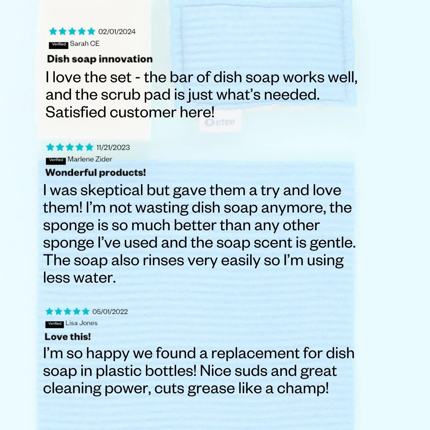 Dish Soap Bar Starter Kit - Dish Soap Bar, Cellulose Cloth & Loofie Scrubber