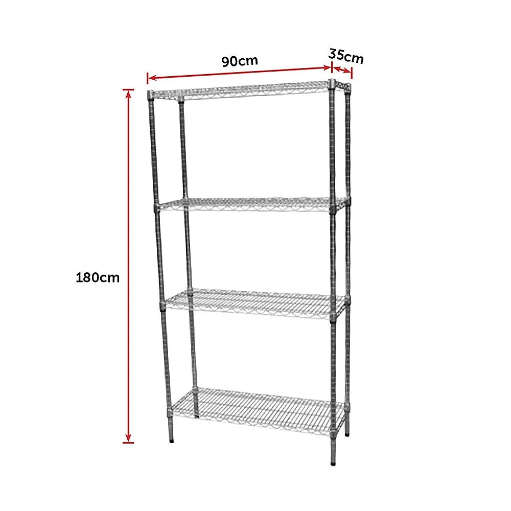 Durable Adjustable Chrome Wire Storage Shelf 90x35cm Steel