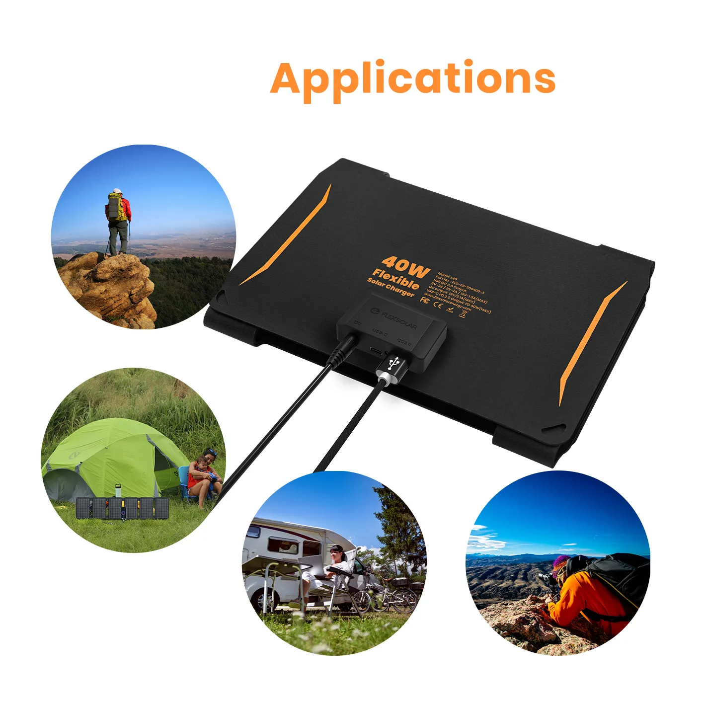 FlexSolar® E40 Portable Solar Charger Type-C & DC| 40W Official Refurbished