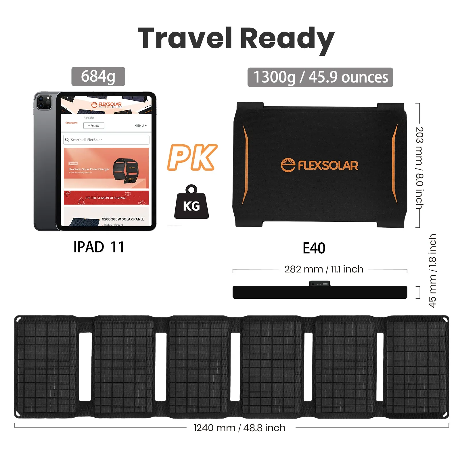 FlexSolar® E40 Portable Solar Charger Type-C & DC| 40W Official Refurbished