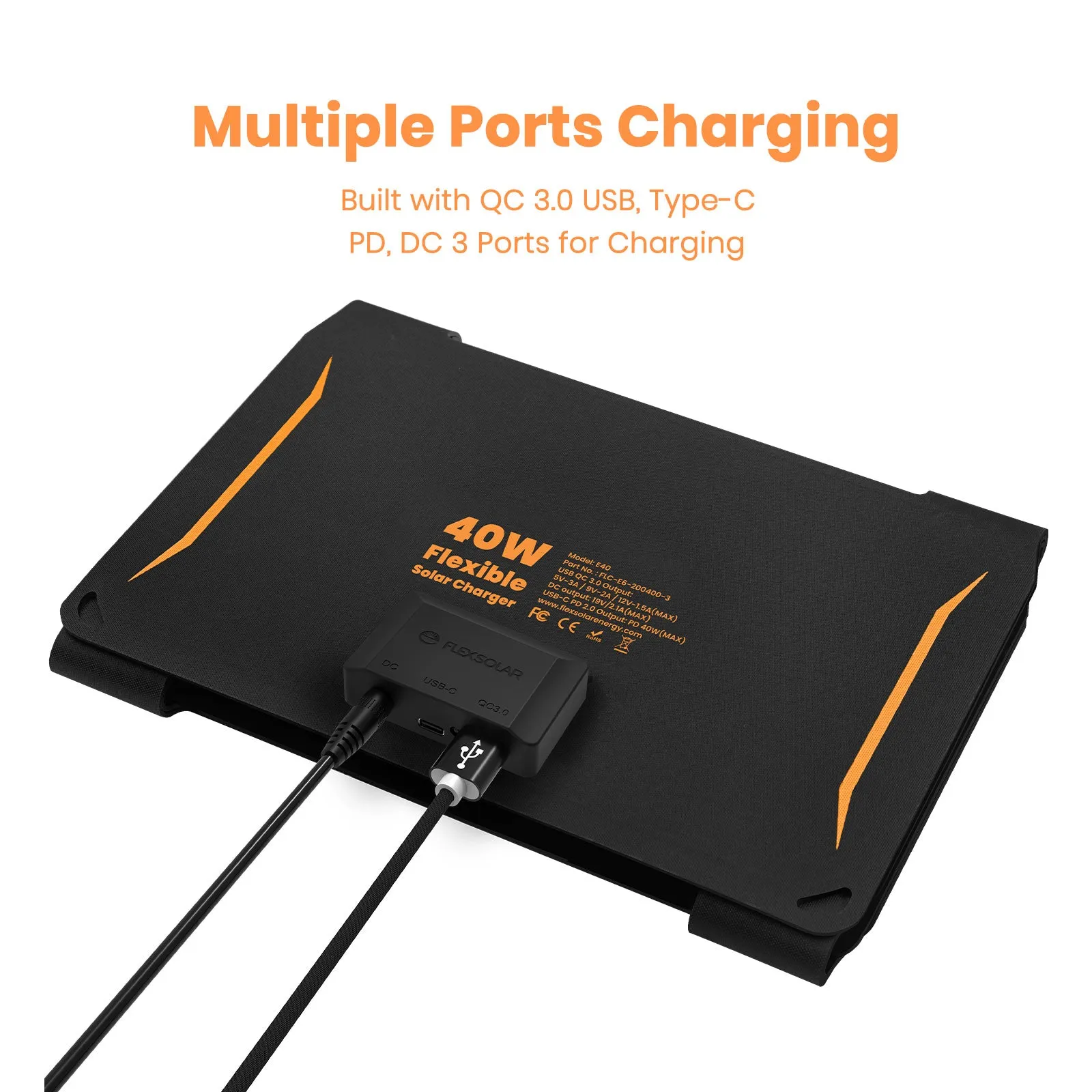 FlexSolar® E40 Portable Solar Charger Type-C & DC| 40W Official Refurbished