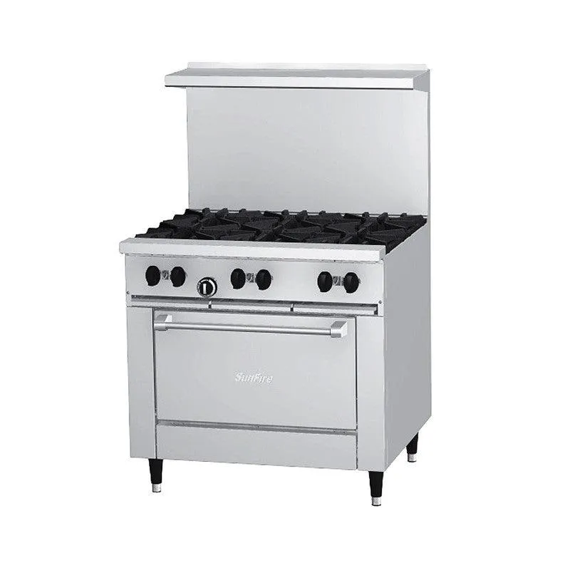 Garland X36-6S Sunfire 36" Natural Gas 6-Burner Range With Storage Base - 173,000 BTU
