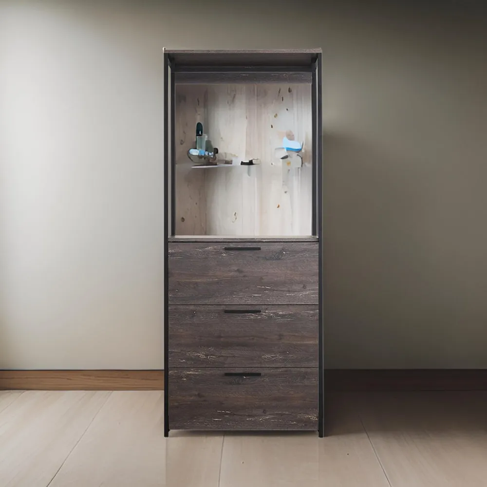 Gin Modular Closet System, 3 Rustic Gray Drawers, 1 Hanging Rod, Black By Casagear Home