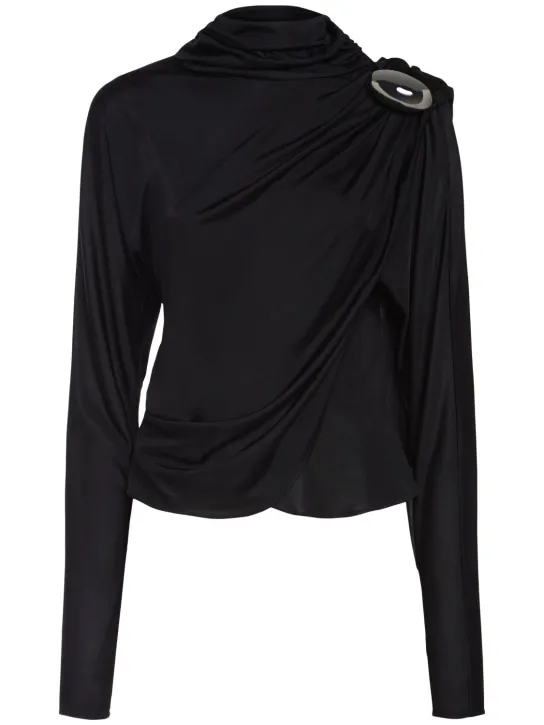 Giuseppe Di Morabito   Draped shiny viscose jersey top 