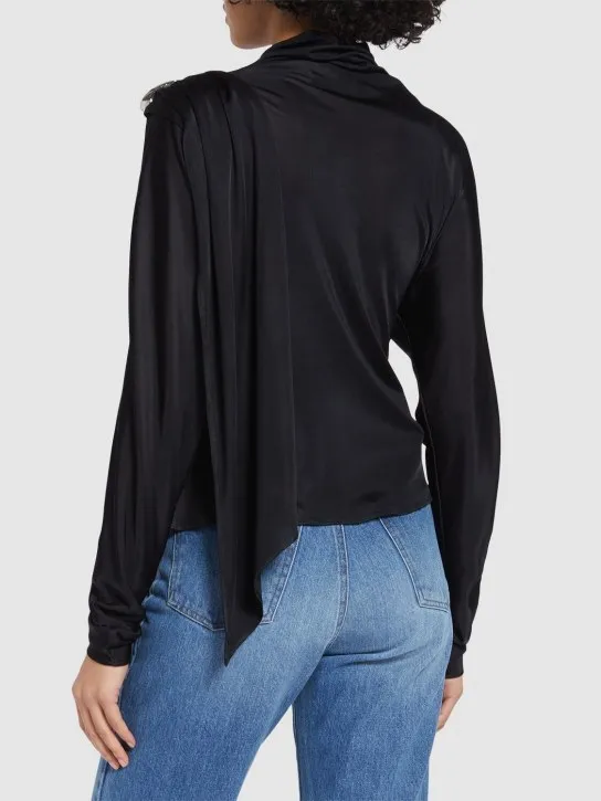Giuseppe Di Morabito   Draped shiny viscose jersey top 