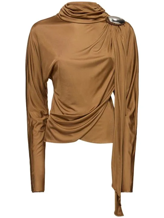 Giuseppe Di Morabito   Draped shiny viscose jersey top 